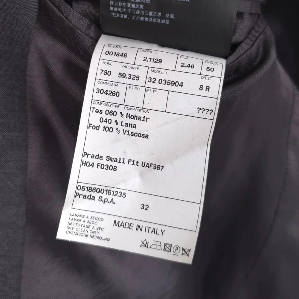 PRADA Men's Suit 2pc Blazer Pants 50R ITALY MADE Mohair‎ V Wool Small Fit UAF367